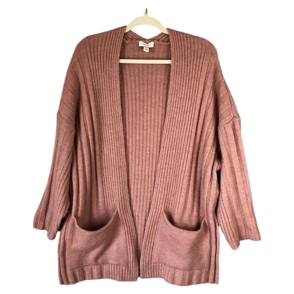 Topshop Chunky Knit Open Cardigan Dusty Pink Rose Color Sz UK S / US 4-6 S/M